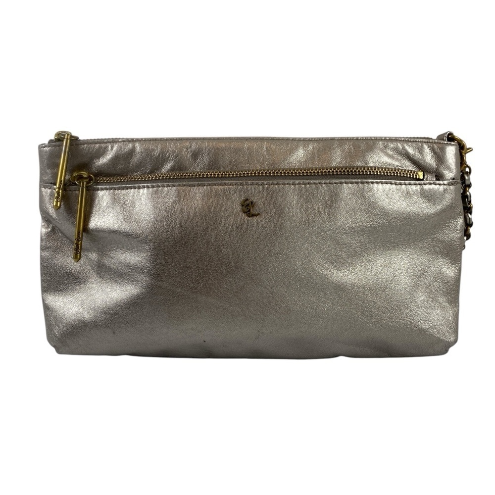 Elliott Lucia Women’s Gold Metallic Leather Wristlet Clutch Bag